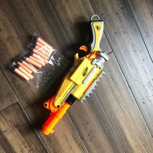 Nerf guns  and BuzzBee Toys Air Blaster.